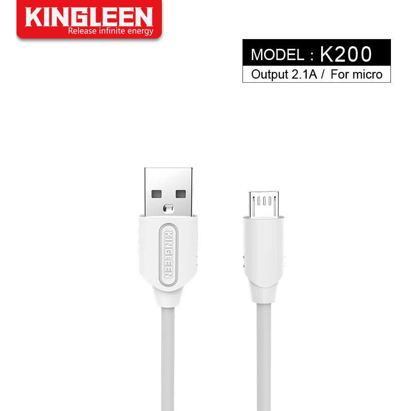 (image for) كابل شحن1 متر من كينجلين Kingleen K200 Micro USB Fast Charging Cable-White