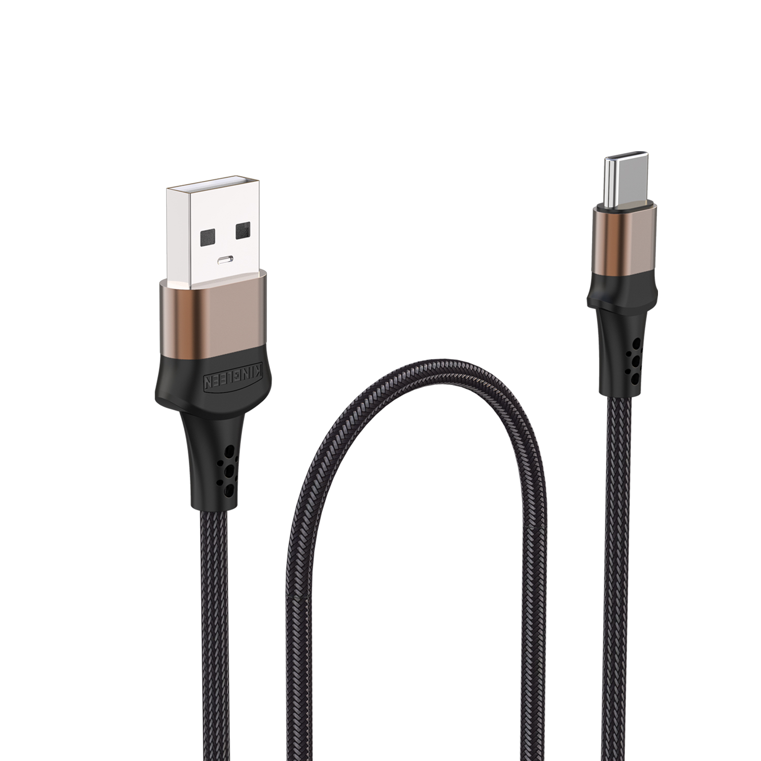 (image for) كابل شحن 2 متر من كينجلين Kingleen K59s USB Type-C Fast Charging Cable-Black