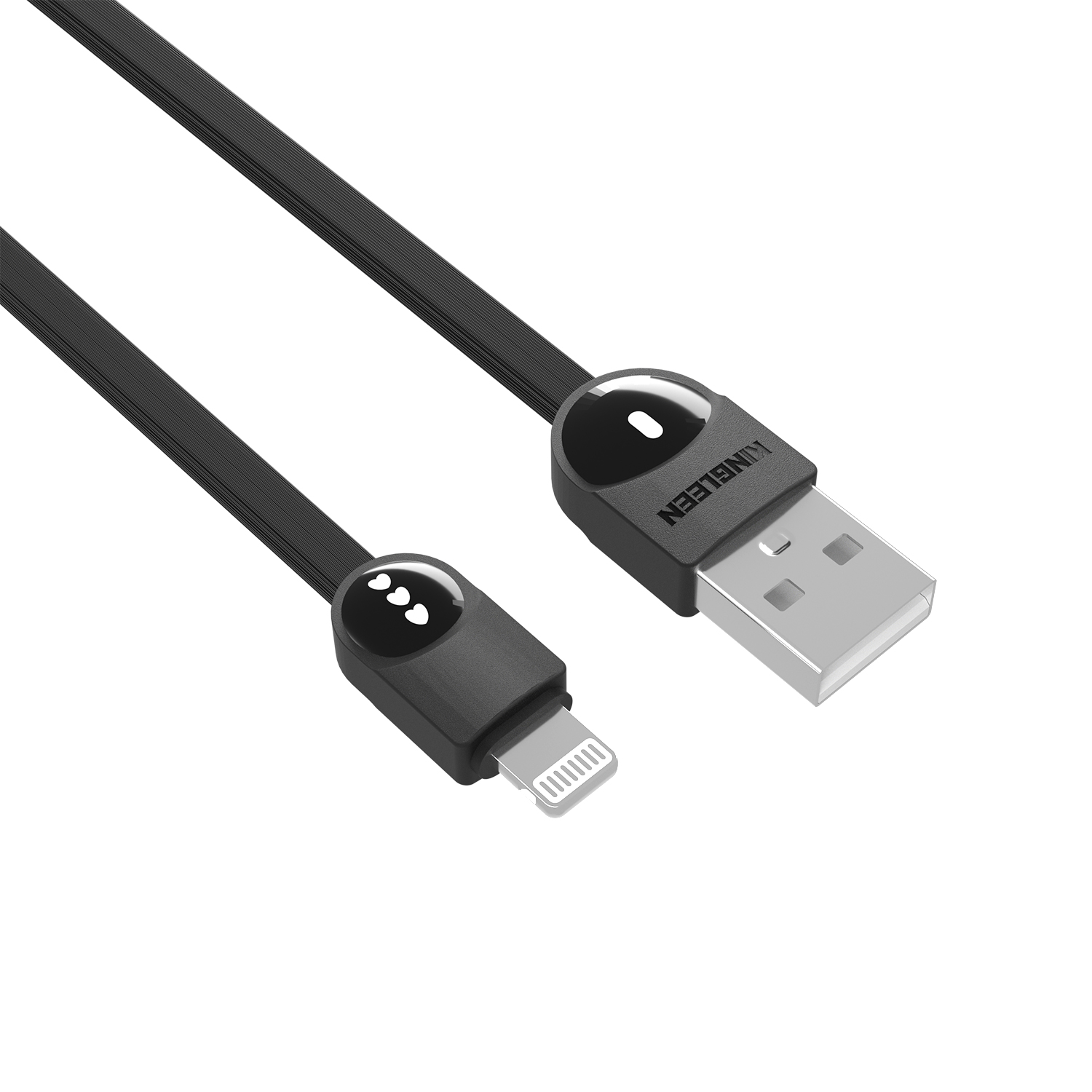 (image for) كابل شحن 1 متر من كينجلين Kingleen K45 USB Lightning 3.1A Fast Charging Flat Cable-Black