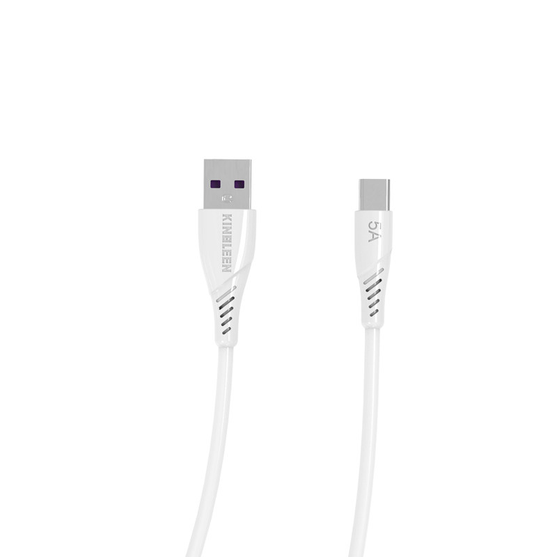 (image for) كابل شحن 1 متر من كينجلين Kingleen K49s USB Type-C 5A Fast Charging Cable-White