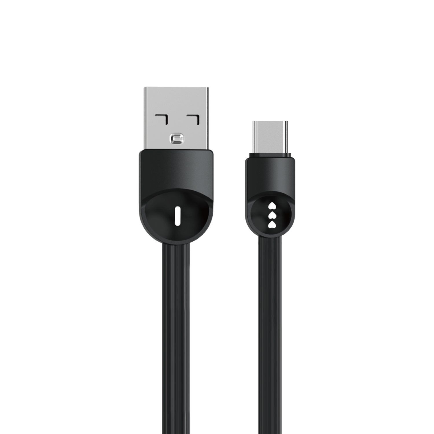 (image for) كابل شحن 1 متر من كينجلين Kingleen K46s USB Type-C 3.1A Fast Charging Flat Cable-Black