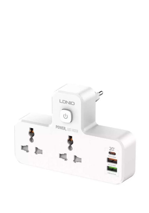 (image for) LDNIO SC2311 20W 3-Port USB Charger Extension Power Strip مقبس طاقة منفذين و شاحن يو اس بي 3 منافذ 20 واط من لدنيو