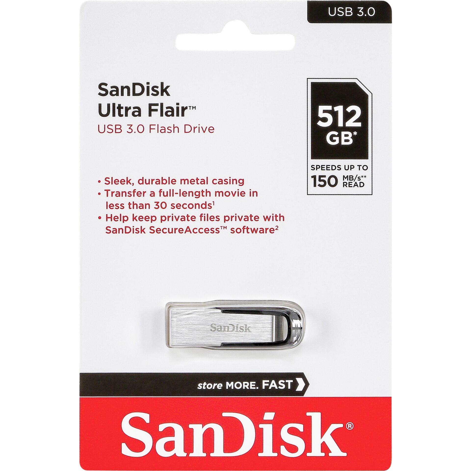 (image for) SanDisk CZ73-512GB, USB 3.0 Flash Drive, 150MB/s read